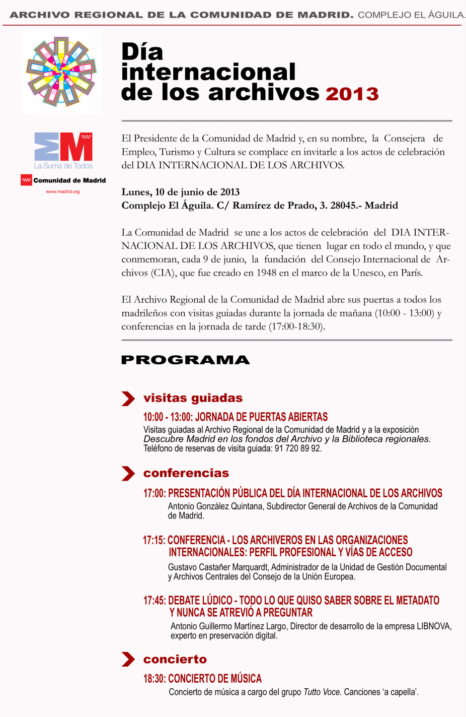 Programa Día Internacional de los Archivos 2013
